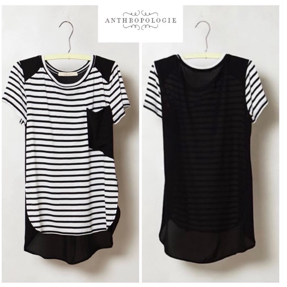 ANTHROPOLOGIE • Everleigh Toppled Pocket Striped Tee • Large